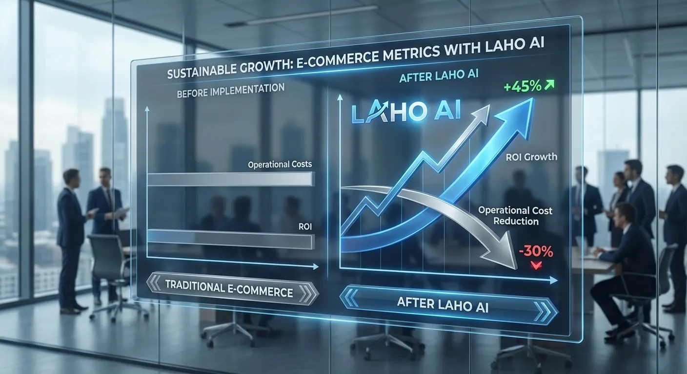 Biểu đồ so sánh tăng trưởng ROI và giảm chi phí vận hành cùng giải pháp Laho AI.