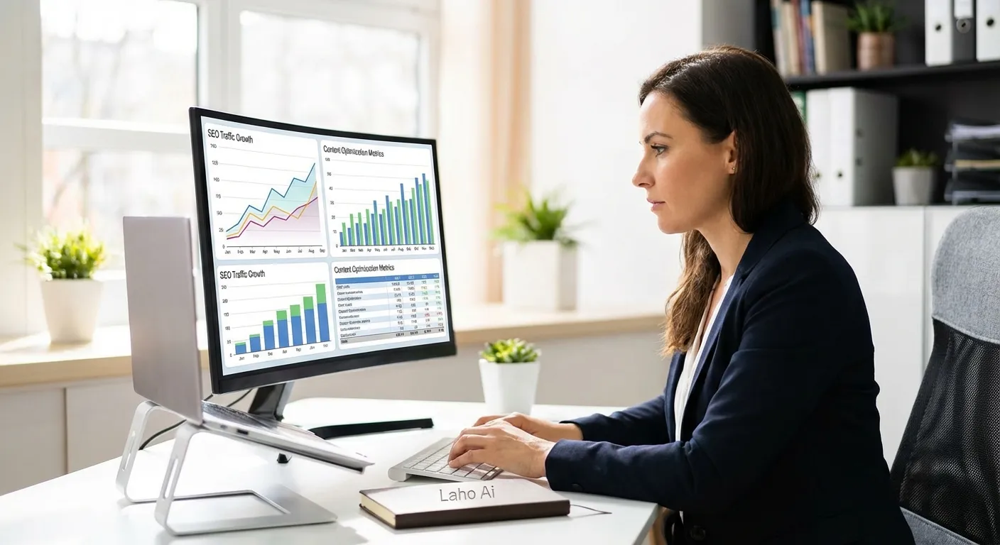 Chuyên gia phân tích biểu đồ tăng trưởng SEO và tối ưu hóa nội dung cùng Laho Ai