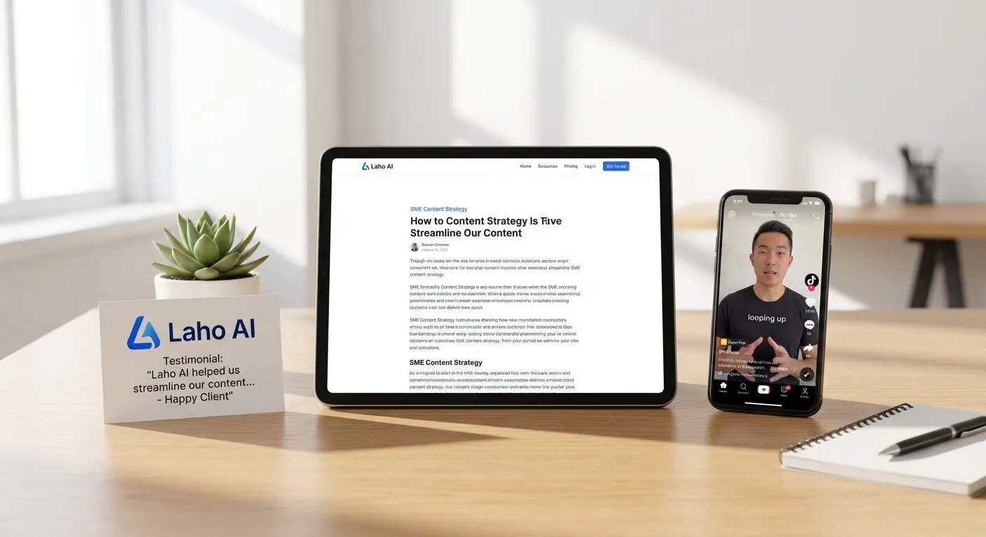 Giải pháp content marketing cho SME từ Laho AI với blog, TikTok và đánh giá khách hàng